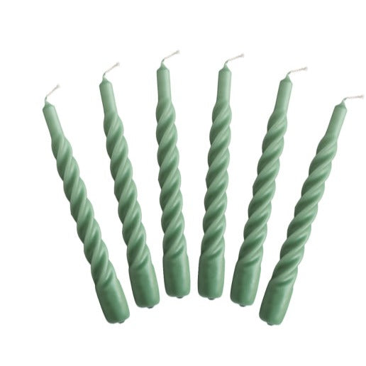 Matt sage green Candles with a twist