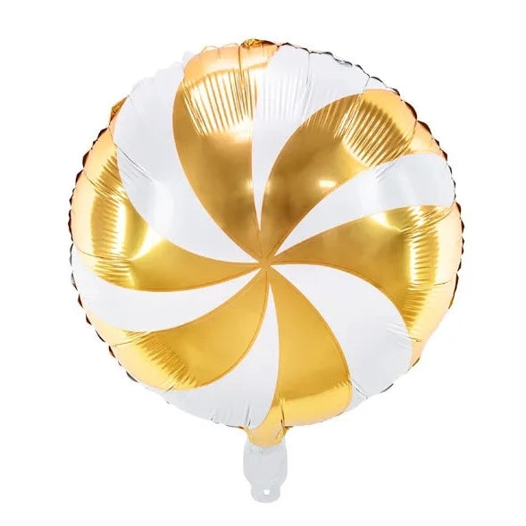 Candy slik ballon i guld/guldstribet