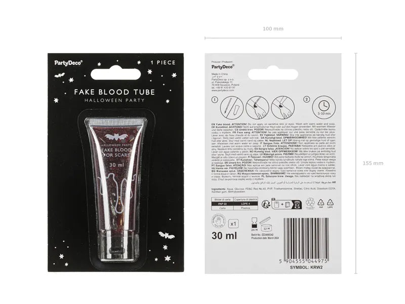 Kunstigt blod i tube 30 ml til Halloween