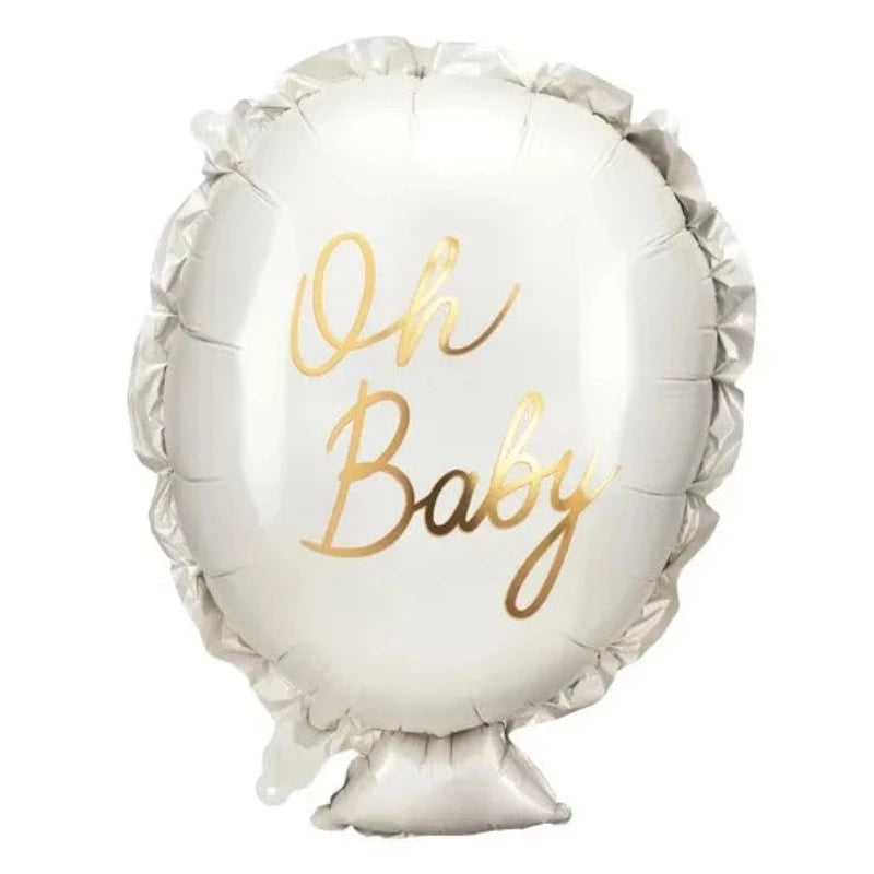 Oh Baby folieballon creme med guldskrift til Baby shower eller barnedån