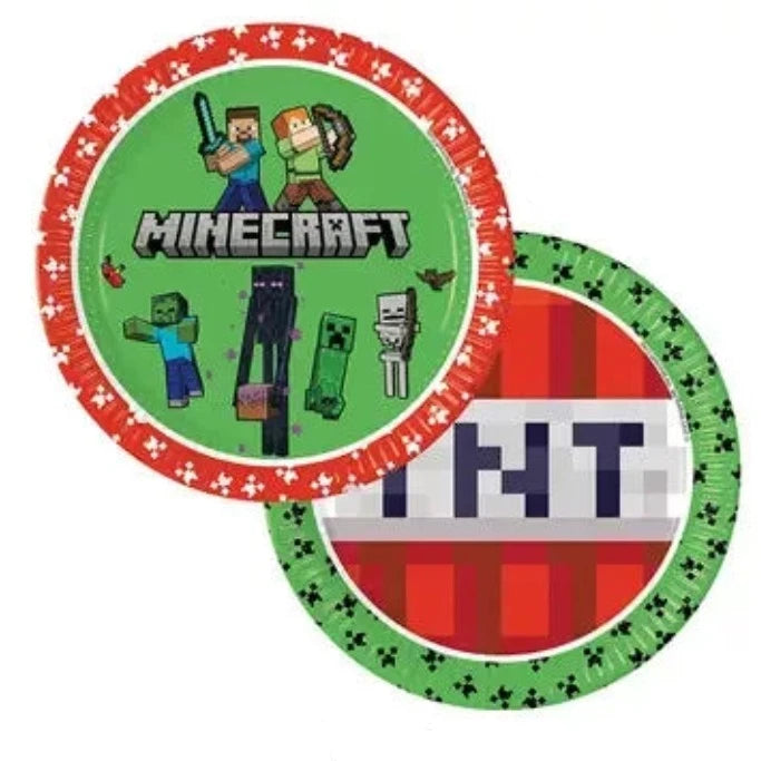 Mine Craft tallerkner i pap til dit næste Mine Craft event eller fødselsdags fest. 8 stk.