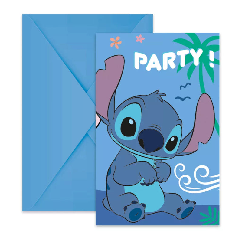 Disney Lilo & Stitch invitationer – 6 stk. FSC-certificerede invitationer i papir inkl. kuverter. Perfekte til børnefødselsdag og temafest med Stitch.