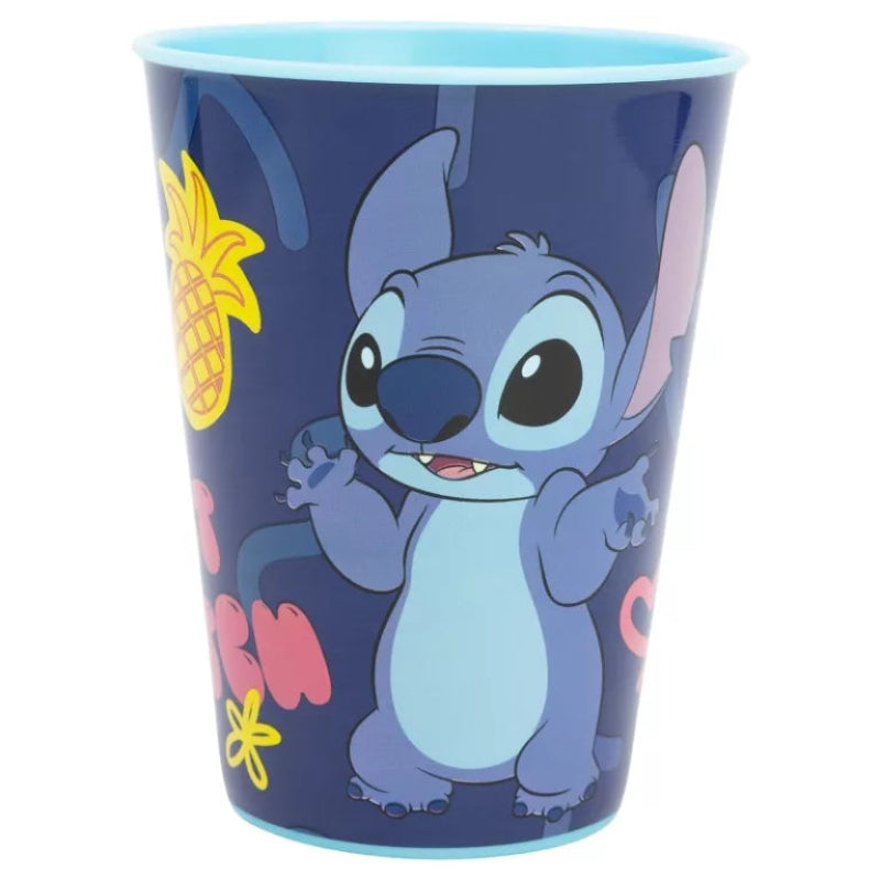 Disney Lilo & Stitch kop 260 ml – BPA-fri plastkop med farverigt Stitch-motiv. Tåler mikroovn (600 W / 2 min.). Perfekt til børnefødselsdag og temafest.