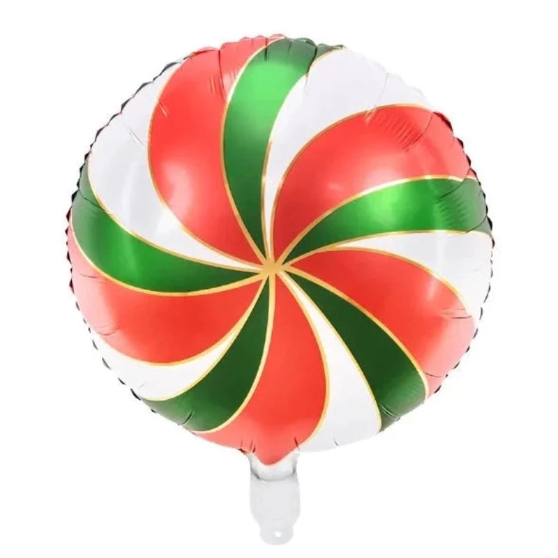 Candy juleballon/ slikballon rød & grøn stribet
