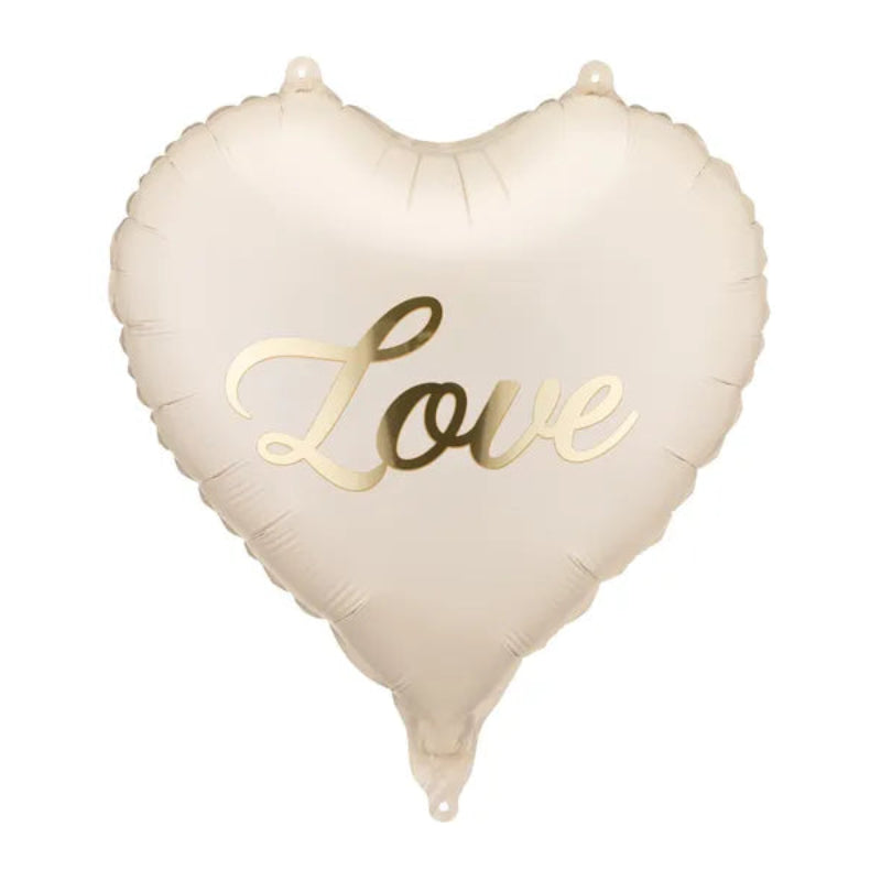 Hjerte folieballon Love 45 cm – beige og guld

Romantisk hjerte folieballon med teksten “Love”. Beige ballon med guldprint ca. 45 cm. Perfekt til bryllup, Valentinsdag og romantiske overraskelser. Kan fyldes med luft eller helium.