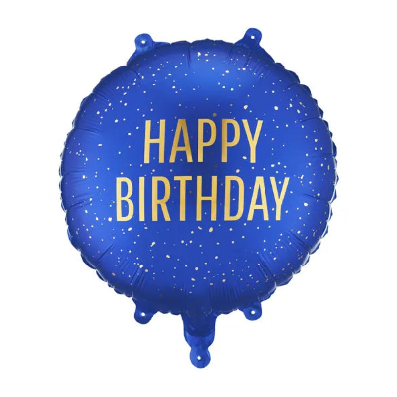 Happy Birthday folieballon 35 cm – navy

Rund Happy Birthday folieballon 35 cm i navy blå med gulddetaljer. Perfekt til fødselsdag og ballonbuketter. Kan fyldes med luft eller helium. En lille heliumflaske kan oppuste ca. 12-14 balloner i denne størrelse.