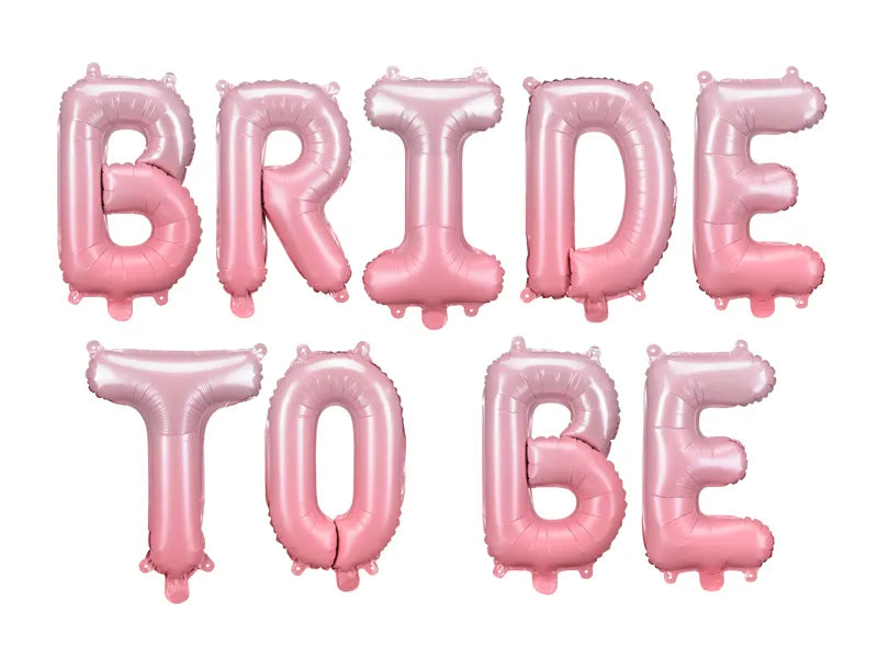 Pink Bride to Be folieballon med satinfinish, 340 x 35 cm. Flot dekoration og backdrop til polterabend, bridal shower og fejring af den kommende brud.