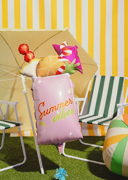 Folieballon Cocktail – Summer Vibes, pink, 47 x 79 cm