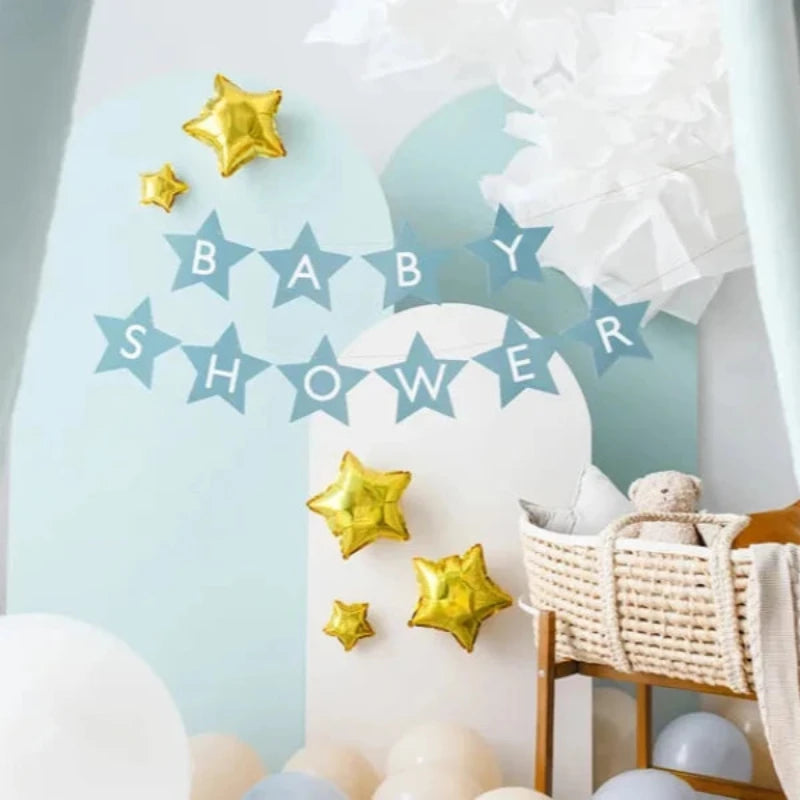 babyshower banner lyseblåt
