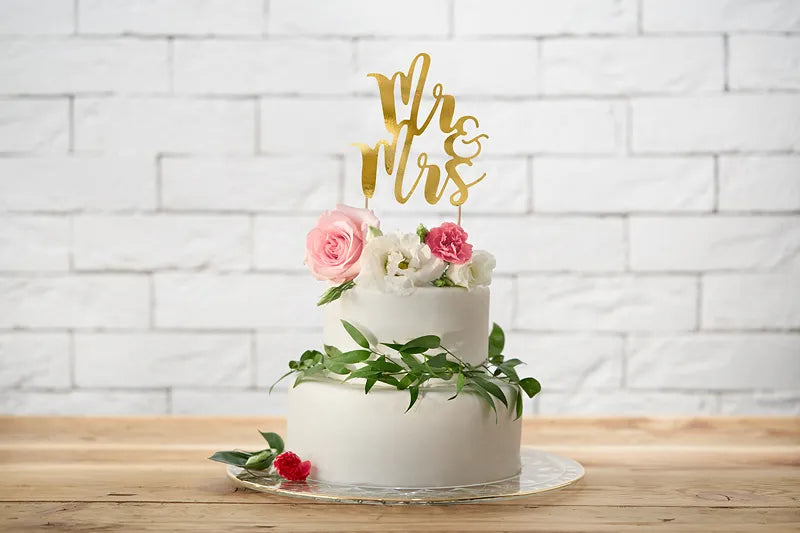 Mr & Mrs Cake topper guld