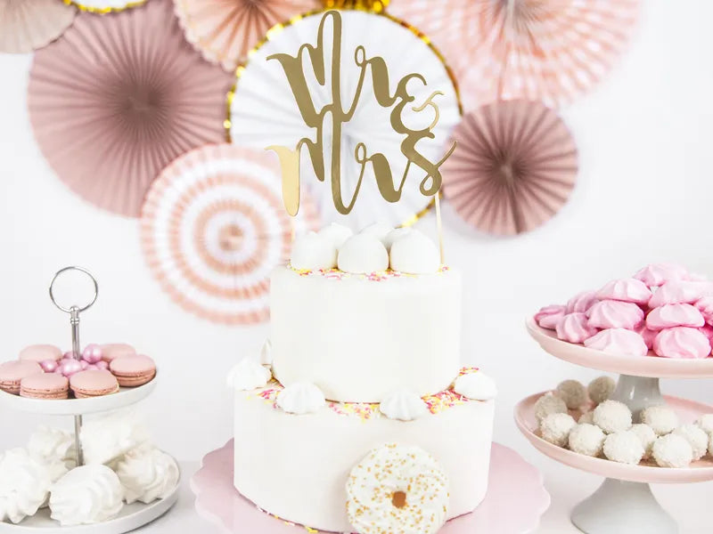 Mr & Mrs Cake topper guld