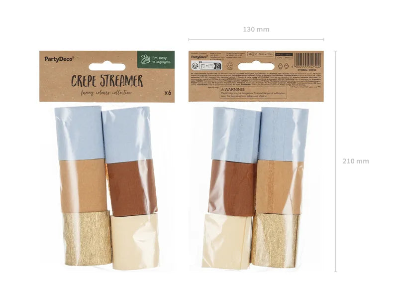 Crepepapir blå & brun mix (6 stk.)
