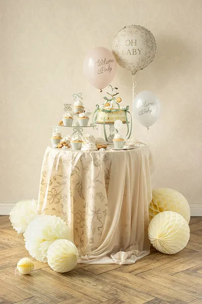 Engangsdug med Beige Blomster, 180x120 cm