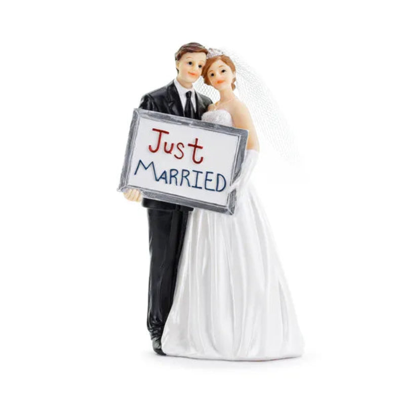 Elegant “Just Married”-figur til bryllupskagen | 14,5 cm

Smuk bryllupsfigur på 14,5 cm med “Just Married”-motiv – ideel som kagetopper eller dekoration til gavebordet. Gør din store dag ekstra mindeværdig.