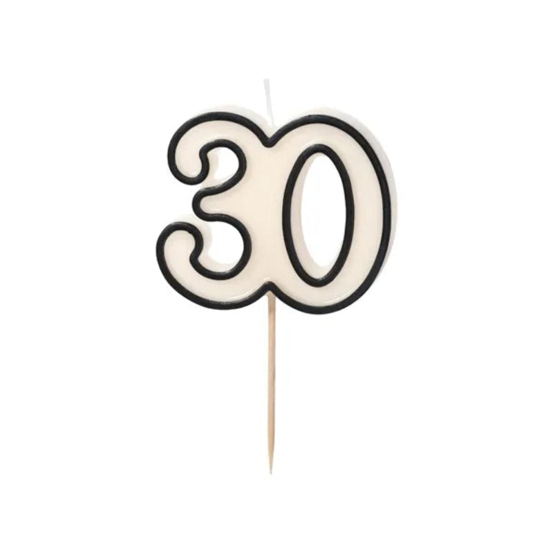 Fødselsdagslys tal 30 – sort & hvid, 5,5 cm
Stilrent fødselsdagslys med tallet 30 i sort og hvid. 5,5 cm højt. Perfekt til 30-års fødselsdagskage.