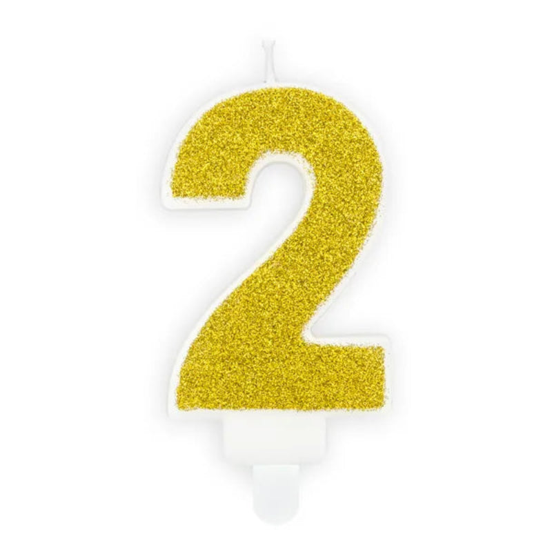 2 års fødselsdag kagelys i guld