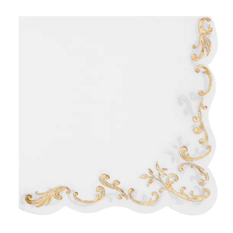 Elegant borddækning med guld detaljer

Hvide papirservietter med gyldent ornament, 33 x 33 cm. 12 stk. Perfekte til bryllup, konfirmation, nytår og festlig borddækning.