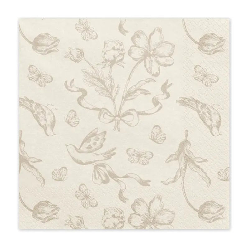 Beige servietter med blomster – 12 stk. til smuk borddækning
Papirservietter med mørkebejge blomster, 33 x 33 cm udfoldet. Pakke med 12 stk. Perfekte til dåb, baby shower og fødselsdagsbord.