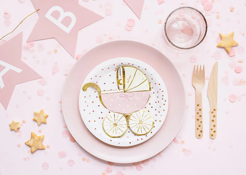 Barnedåbstallerkner rosa guld