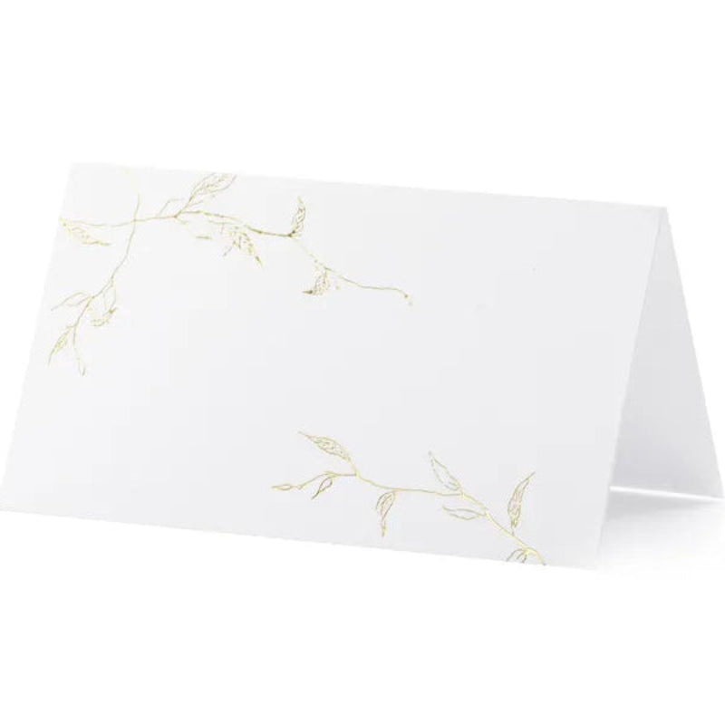 Elegante bordkort med guld grene til fest.