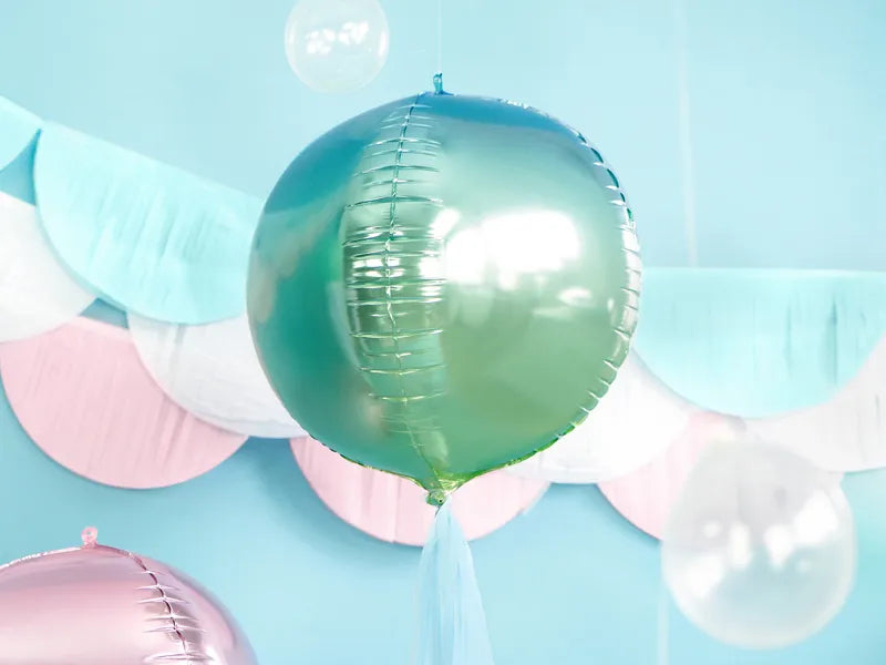 Blå & grøn rund folieballon 35cm