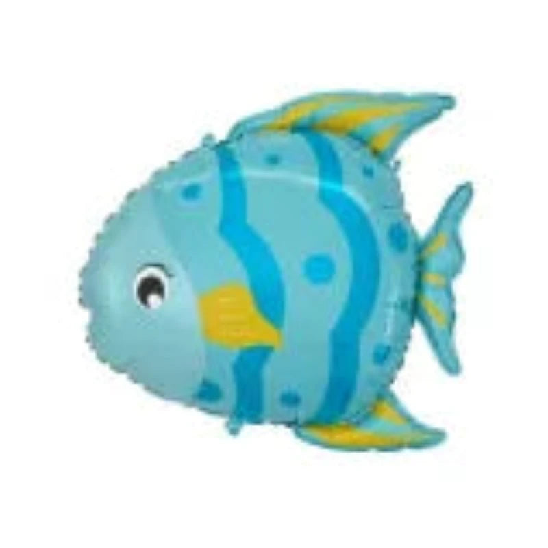 Fisken Finn folieballon i blå og gul