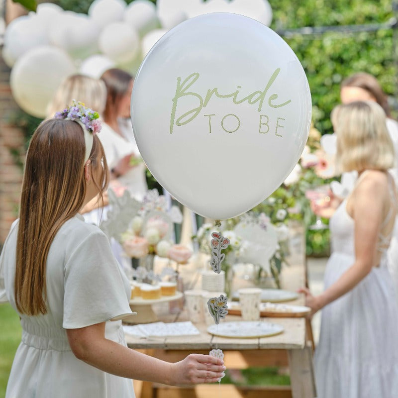 Bride to be ballon med blomsterhale