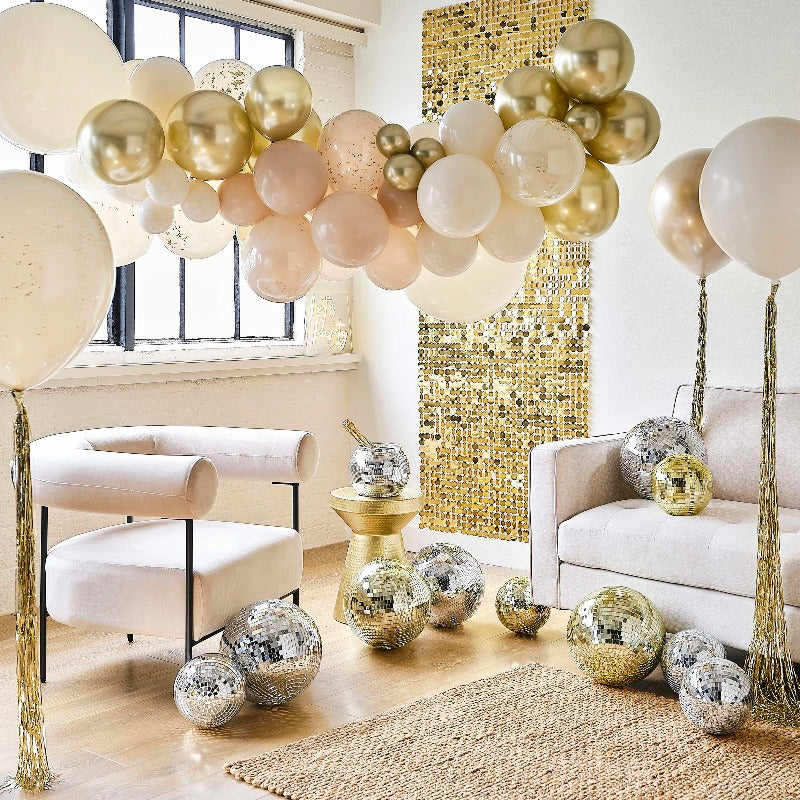 Hvide guld Balloner med guld Kvasthale