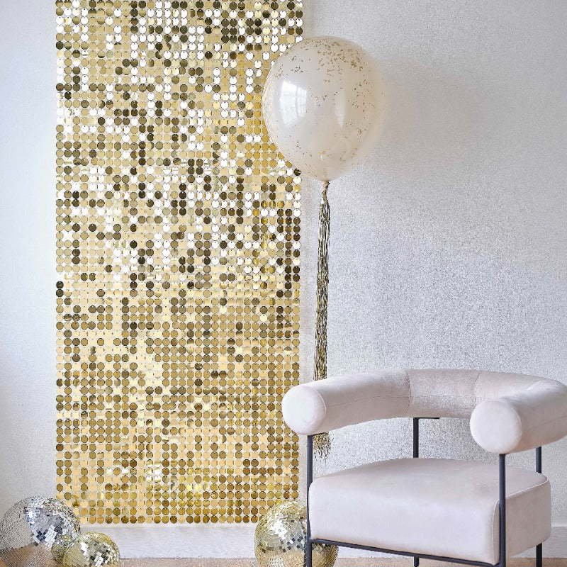 Guld shimmer wall paneler, den perfekte backdrop til din næste fest!