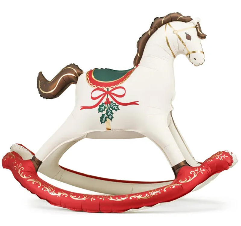 Foil Balloon Christmas Rocking Horse – stående juleballon
Stor stående folieballon i form af en julegyngehest. Perfekt som juledekoration. Oppustes med luft og inkluderer straw.