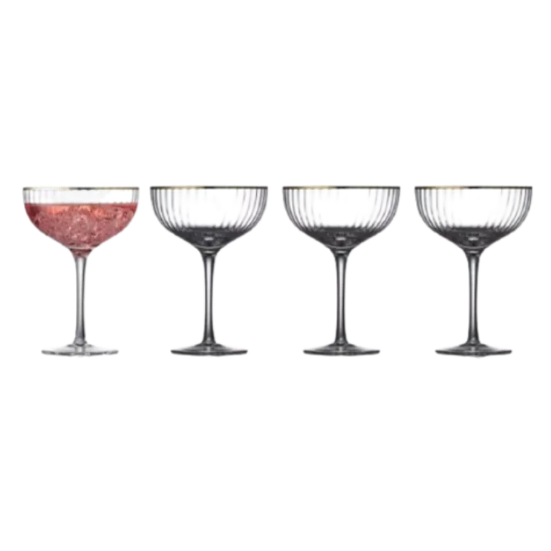 Udlejning af Luksuriøse Lyngby Palermo Cocktailglas gold- Perfekte til stilfulde cocktailarrangementer