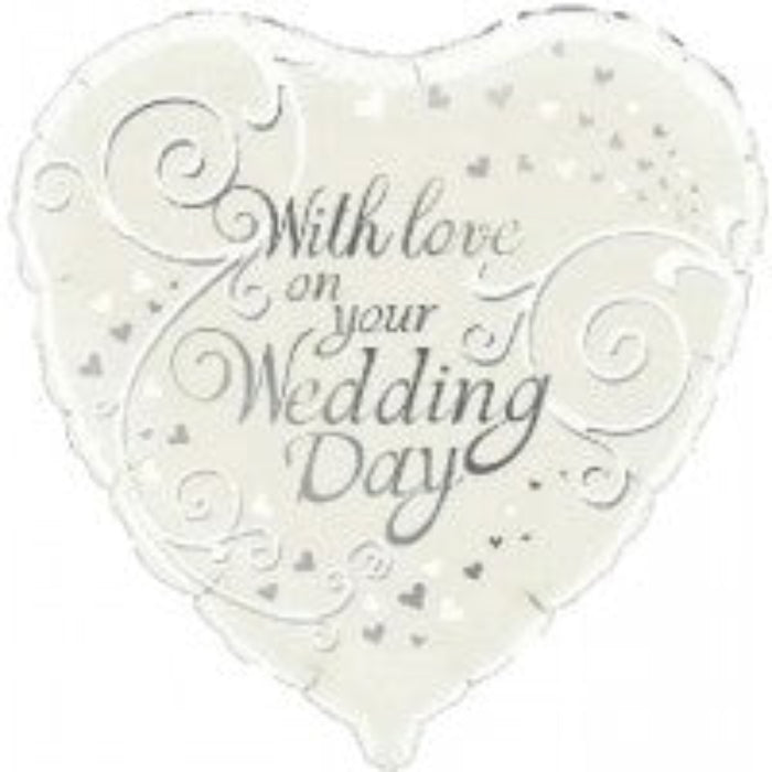 💍 Folieballon hjerte With Love On Your Wedding Day – 45 cm