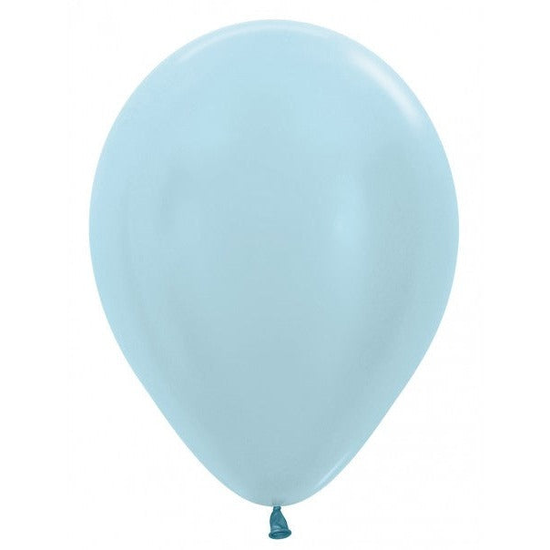Shiny Blå satin balloner i latex 30 cm