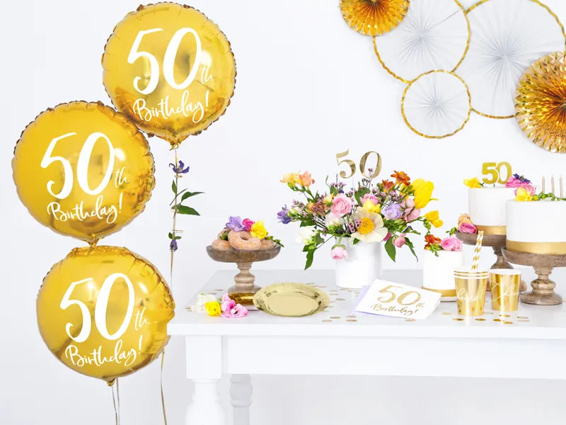 50 års folie fødselsdagsballon i guld