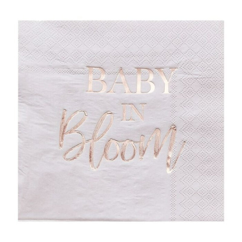 Baby Shower Servietter i Rosa Guld & Blush