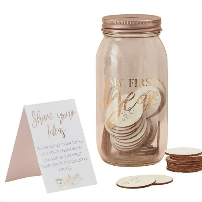 Babyshower Memory Jar i Rosa Guld