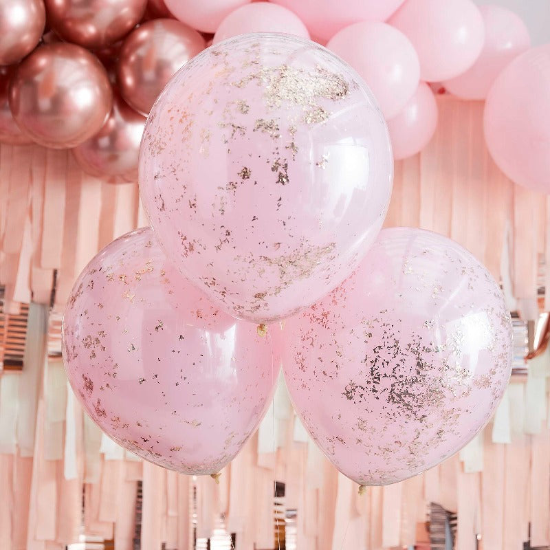 konfetti balloner dobbelte i lyserød rosa guld glimmer