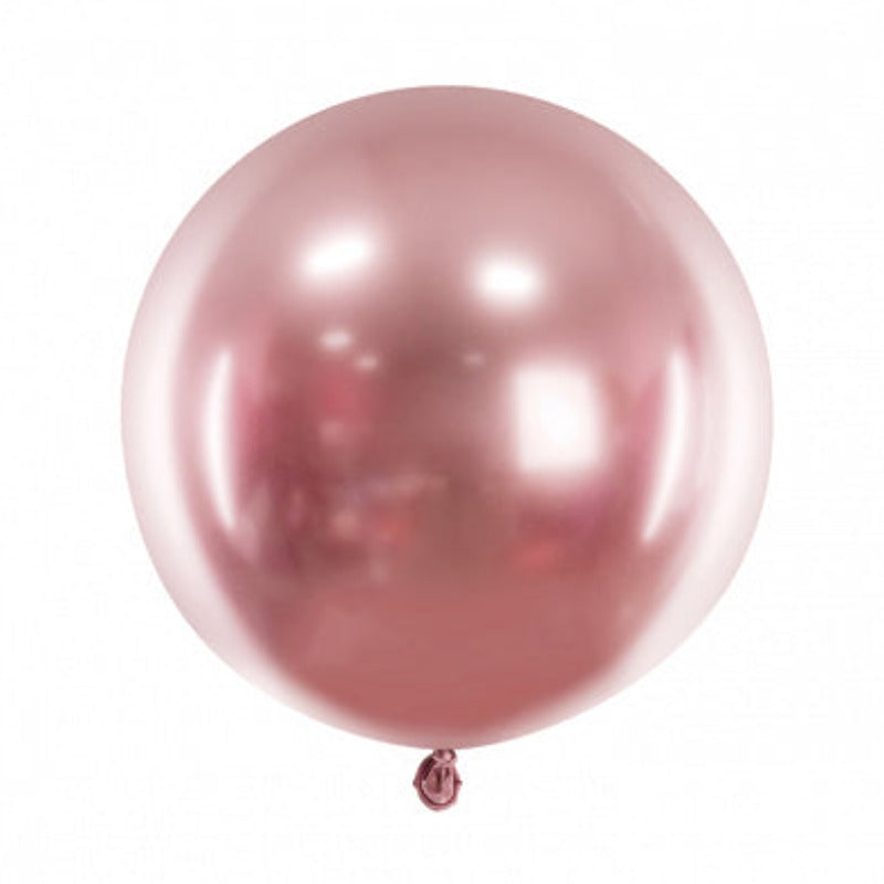 Rund kæmpeballon glossy Rosa guld 60 cm