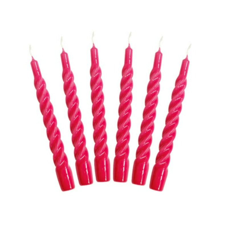 Candles with a twist, 6 stk. Cerise 21 cm