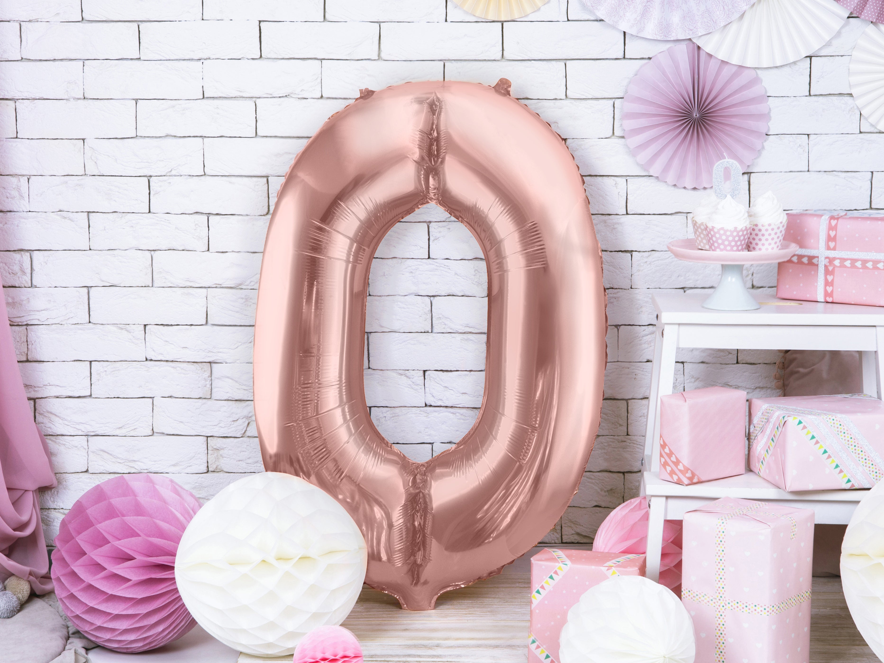 Store folie Tal ballon i Rosa Guld 86 cm nr. 0-9