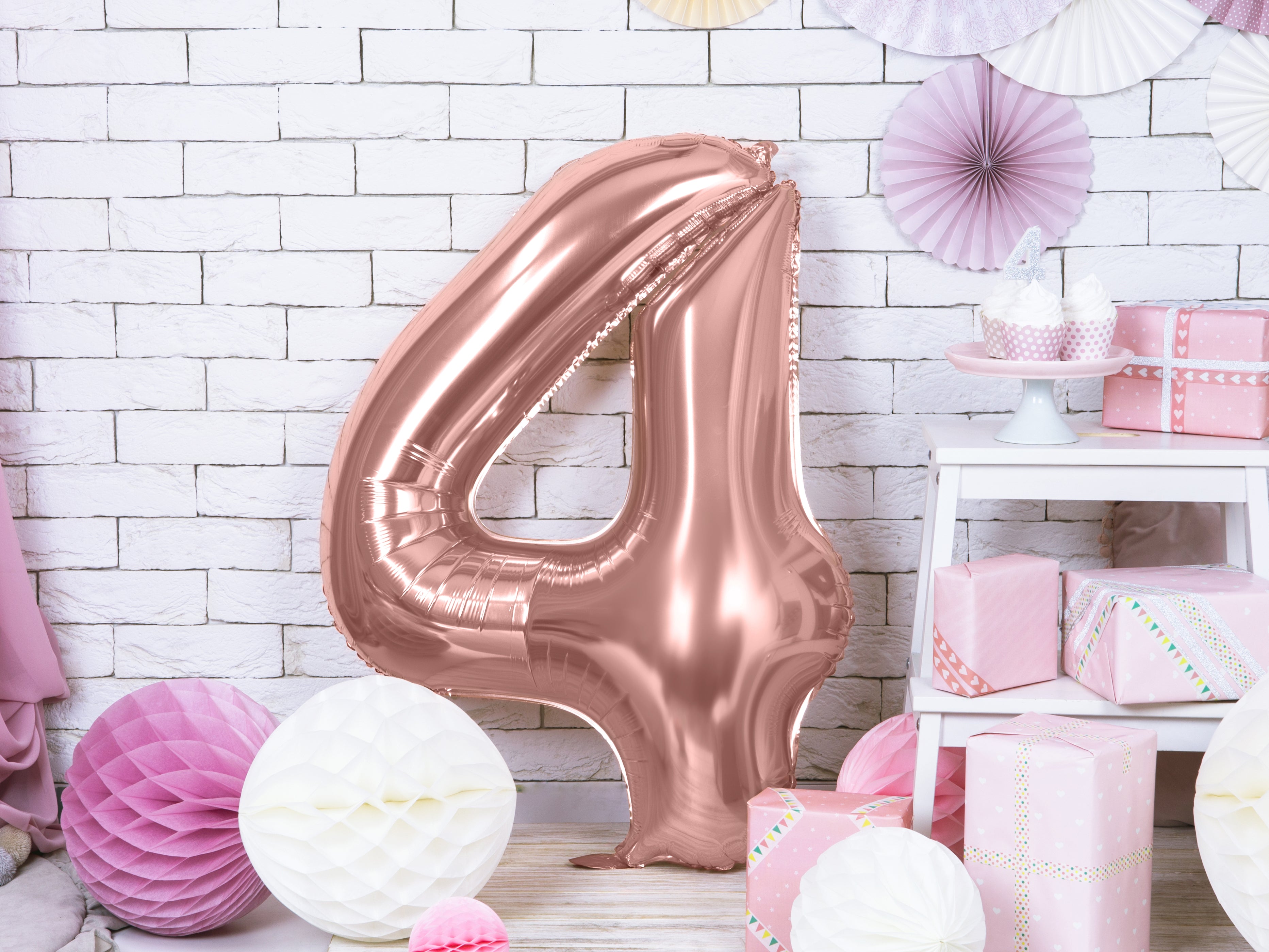 Store folie Tal ballon i Rosa Guld 86 cm nr. 0-9