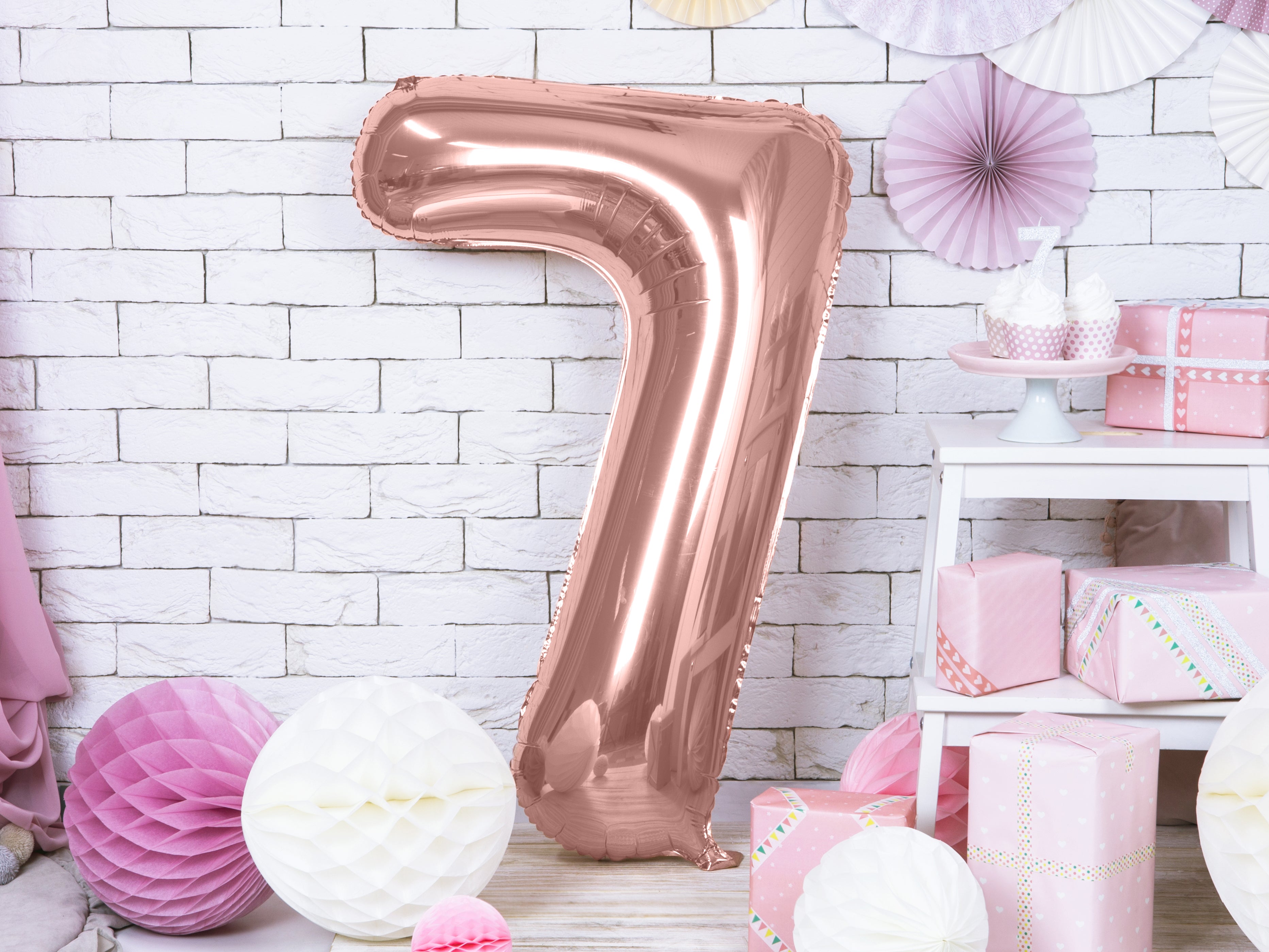 Store folie Tal ballon i Rosa Guld 86 cm nr. 0-9