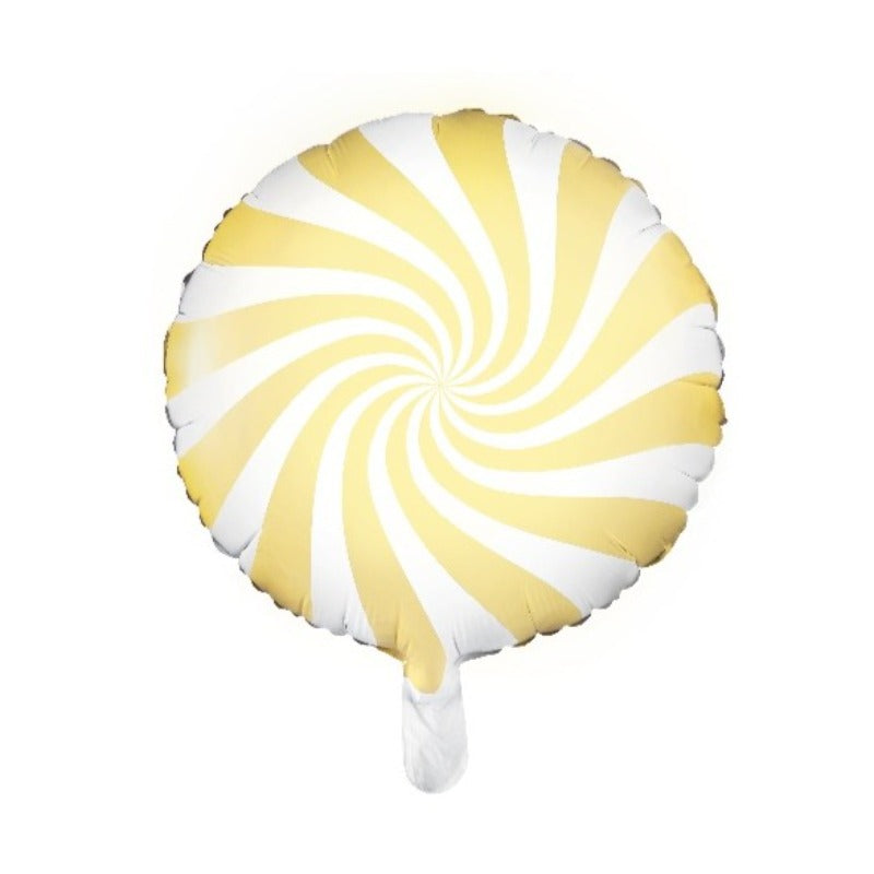 Candy folieballon i gul og hvid