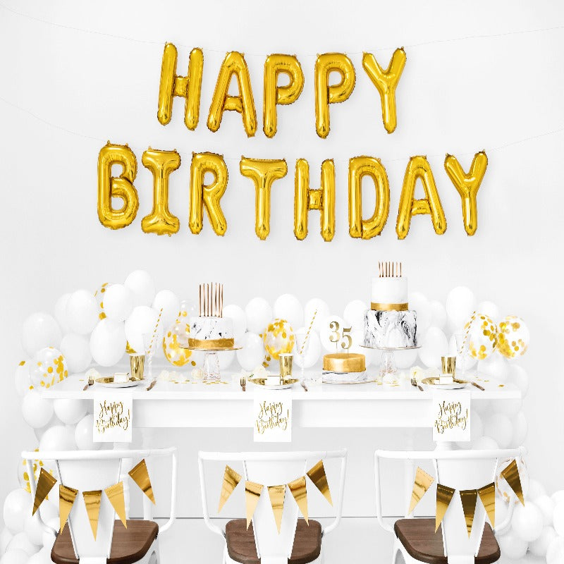 Happy Birthday folieballon til fødselsdag i guld