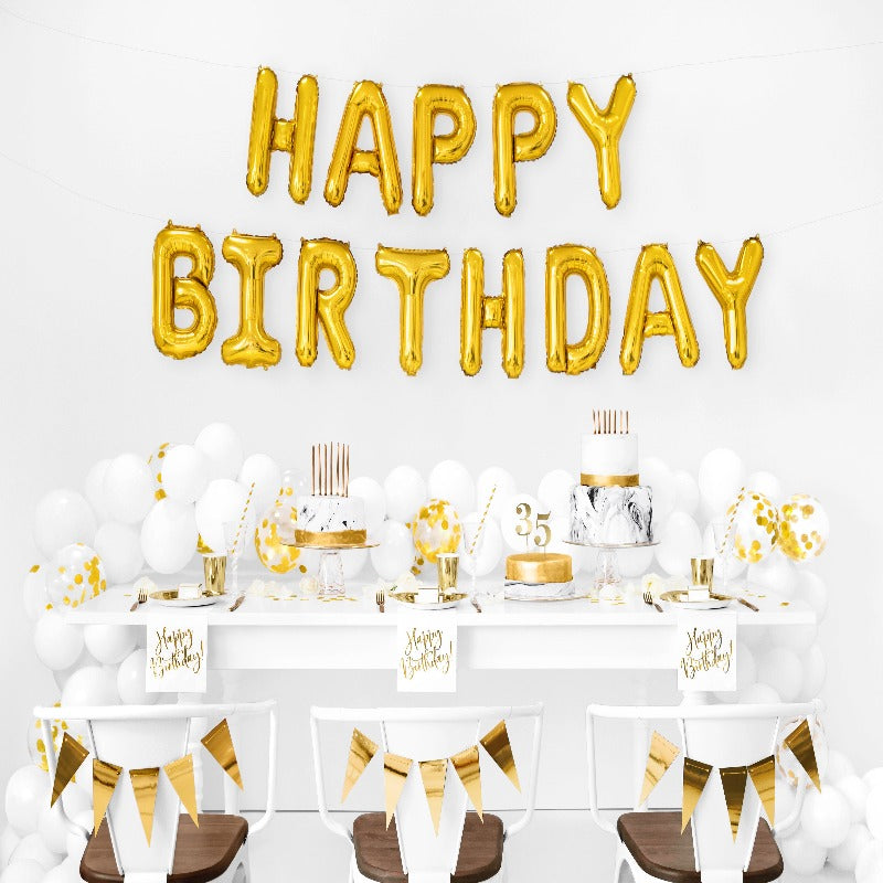 Happy Birthday folieballon til fødselsdag i guld