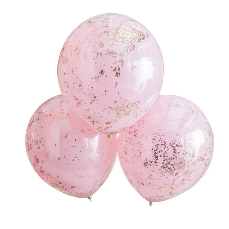 Konfetti balloner i lyserød og rosa guld