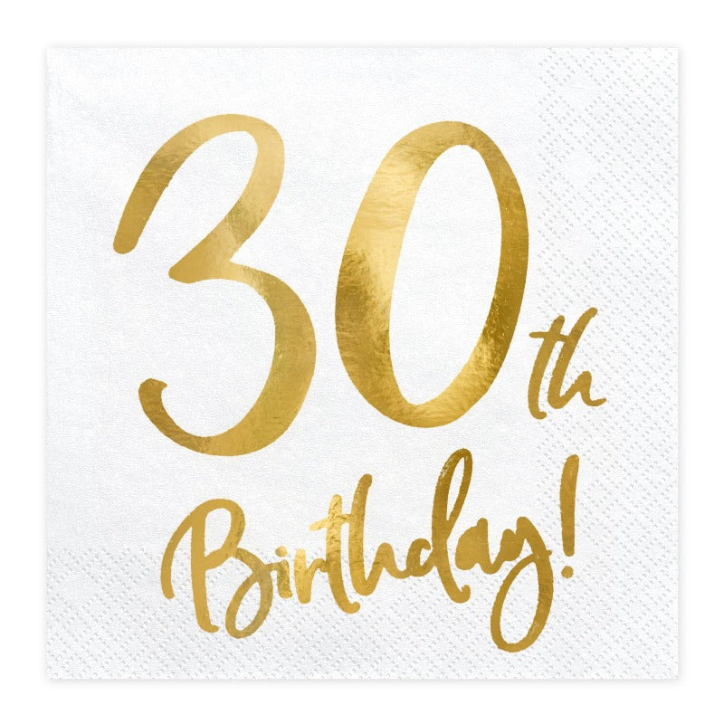Servietter 30 års fødselsdag guld