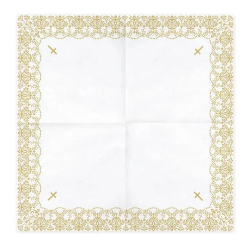 Servietter med guldkors 16 x 16 cm