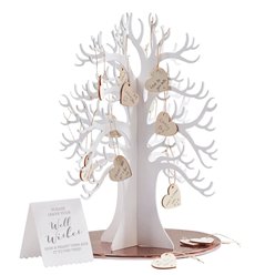 Gæstebog - Smukt hvidt træ med hjerter