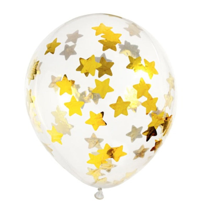 Konfetti balloner - guldstjerner, 30 cm/6 stk.